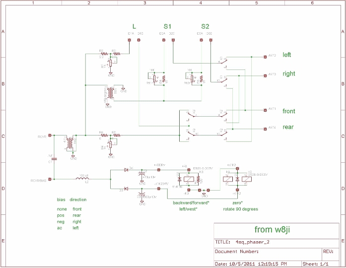 4sqOrig.jeg.JPG - I captured this from ON4UN's book "Low-Band DXing" 4th ed. pg. 7-24.  Essentially all of the antennas are connected in parallel and tr2 steps the impedance up so that there is a good match to the receiver only.  Port to port isolation is near zero.  All of the antenna ports have an SWR near 4:1.  I'm quite sure that Tom,  w8ji , has redesigned this circuit since it was initially described on his web site(it's no longer there).